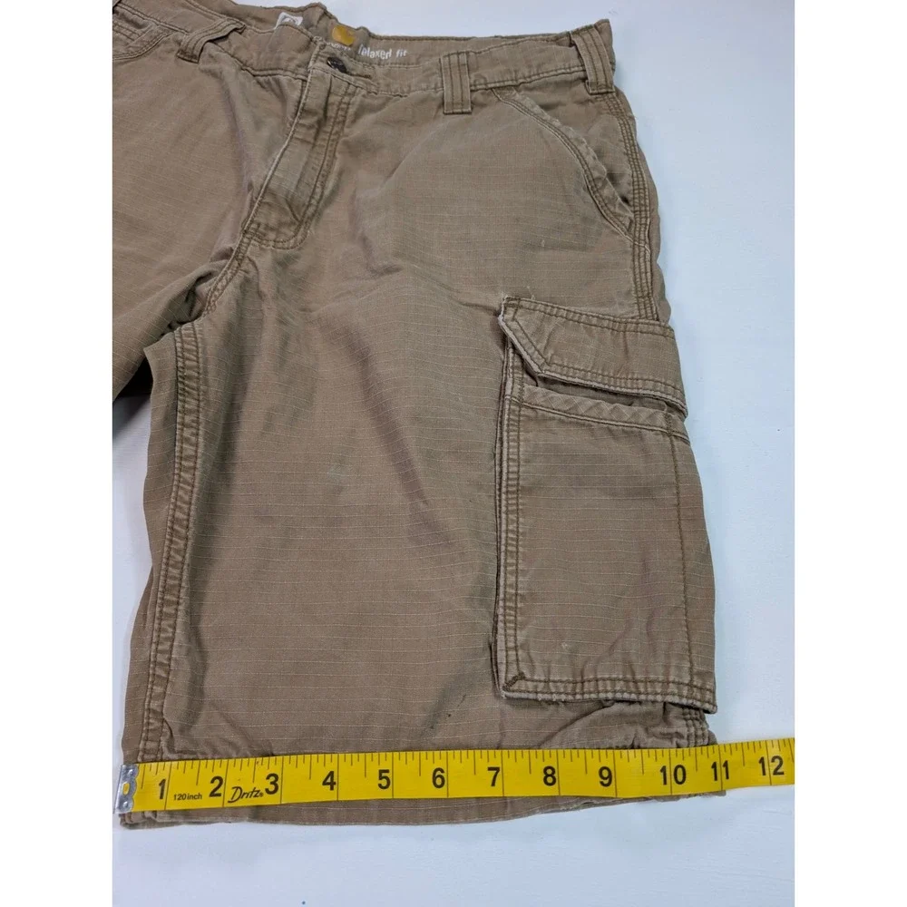 Carhartt Force Relaxed Fit Cargo Shorts Mens 34 Brown Ripstop Work Utility 9.5in